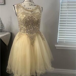 Charming Kids Formal Dress with Gold Embellishments